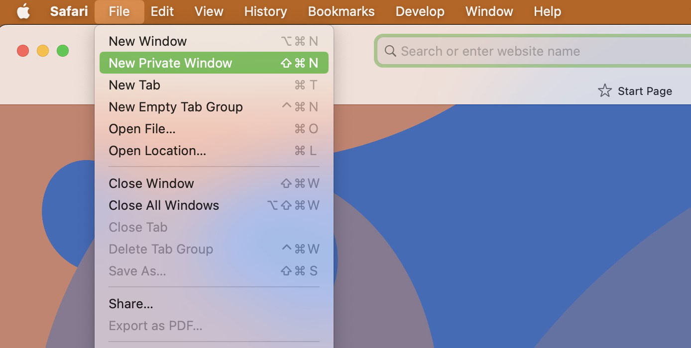 safari new private window