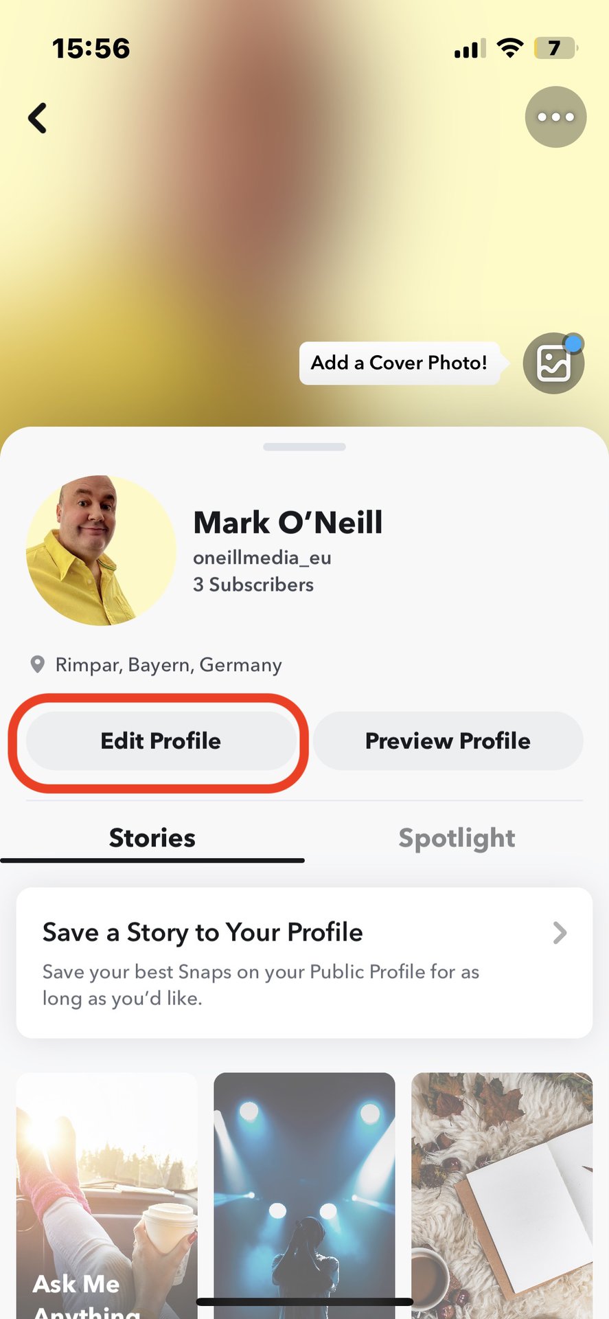 snapchat public profile edit