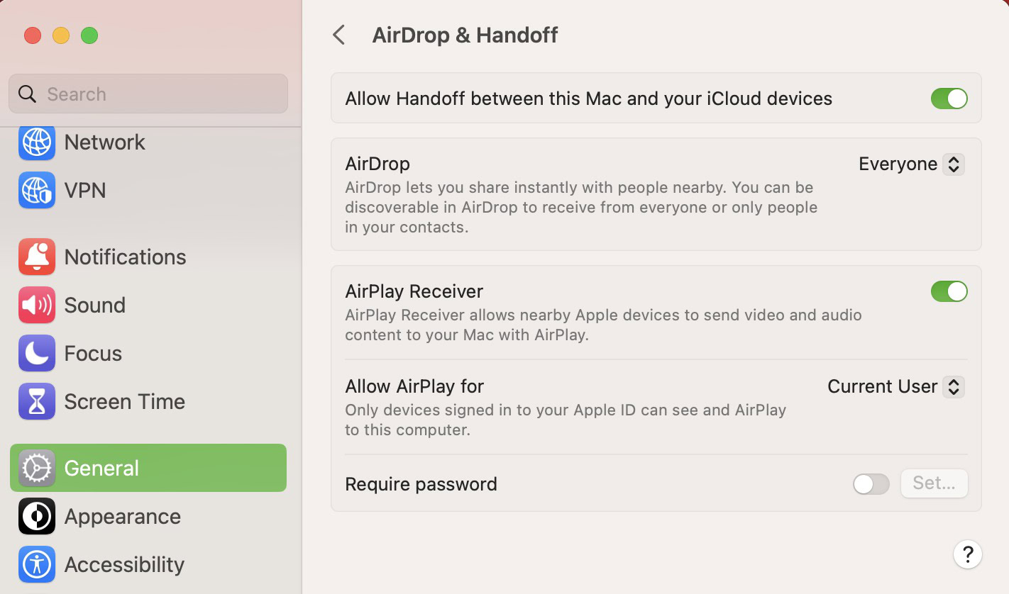 turn off airplay mac