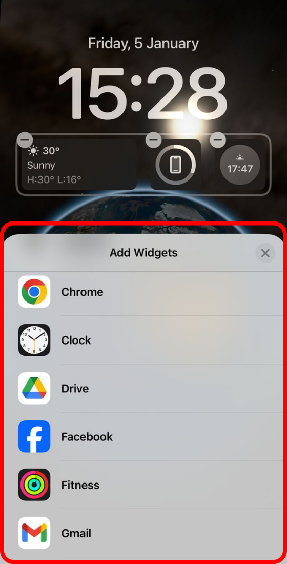 List of available widgets
