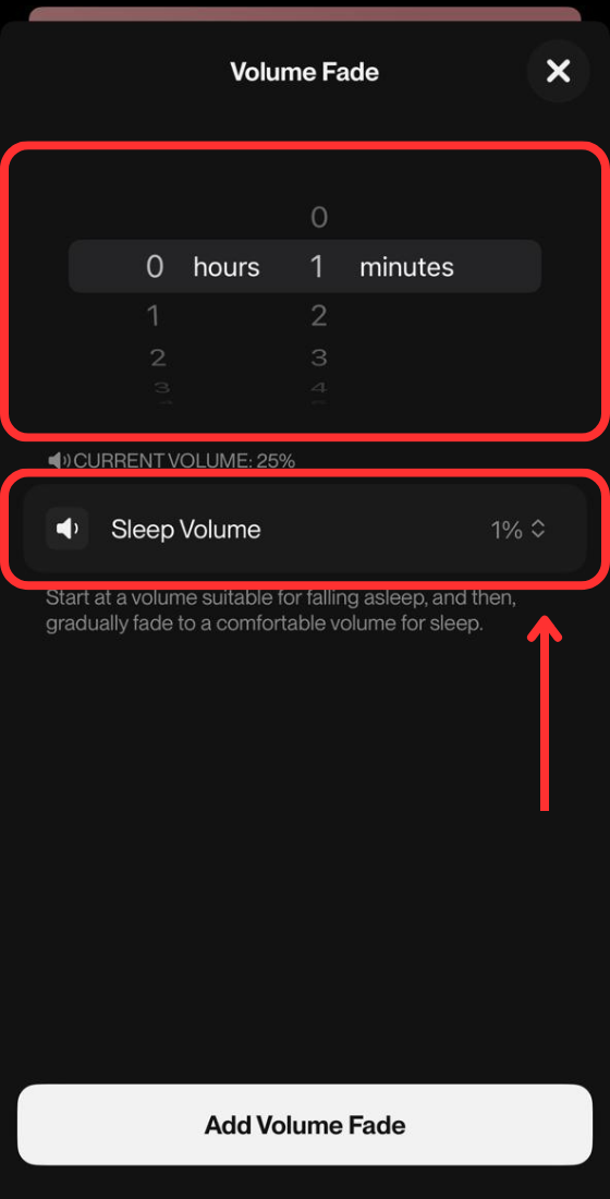 Adjust the Volume fade