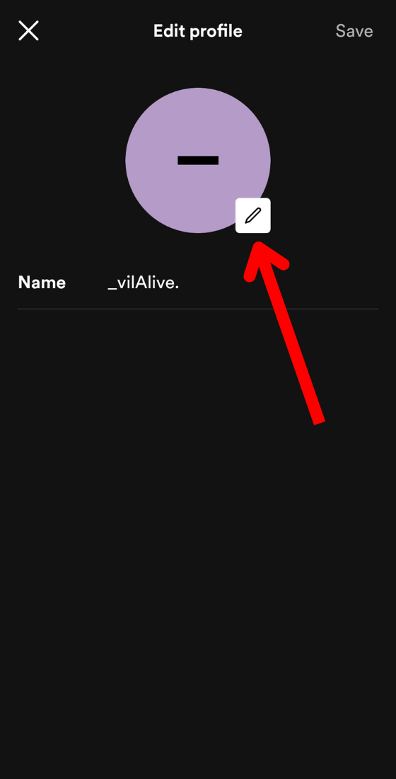 Spotify app edit profile pen shaped button