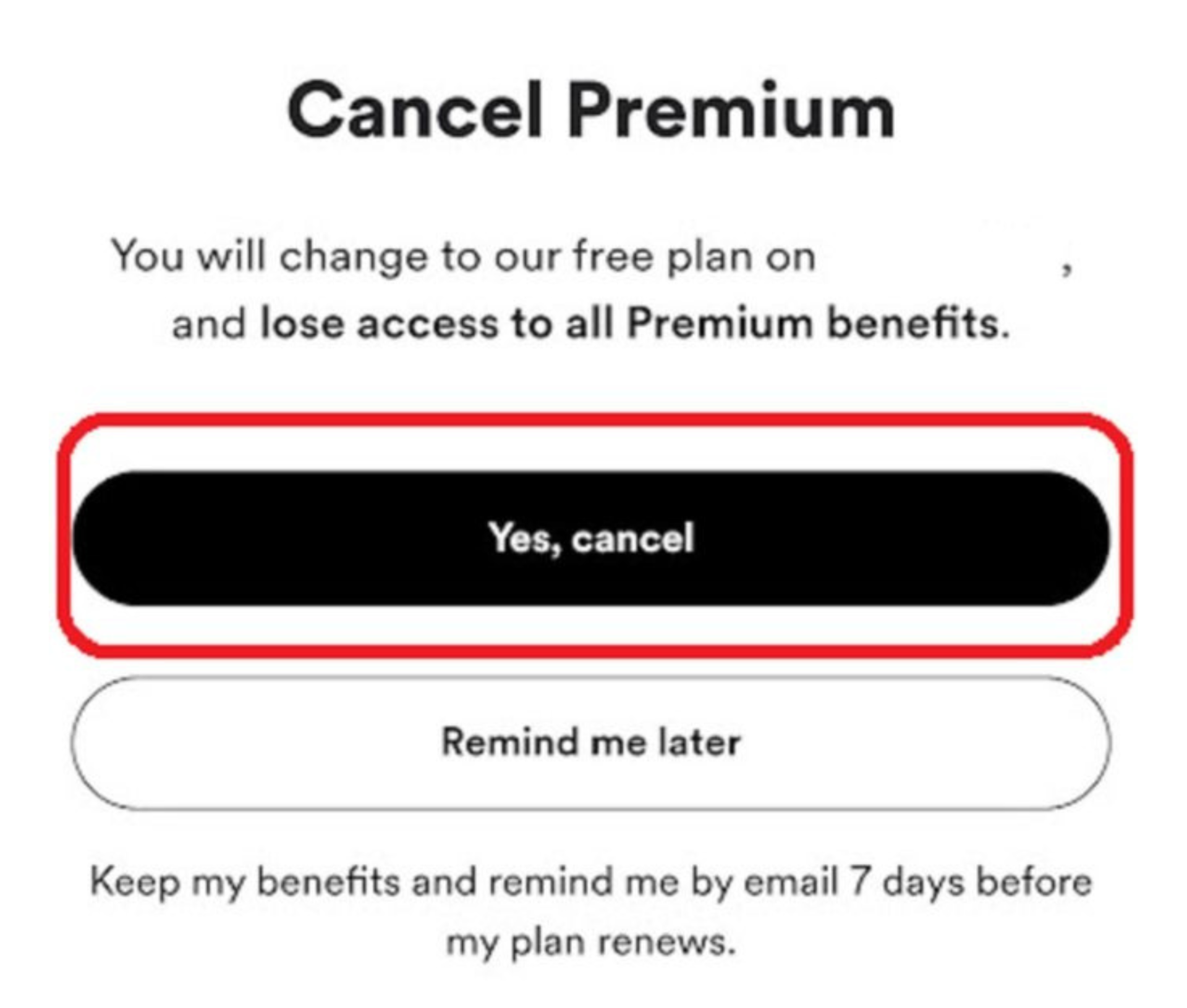 Spotify cancel premium yes cancel
