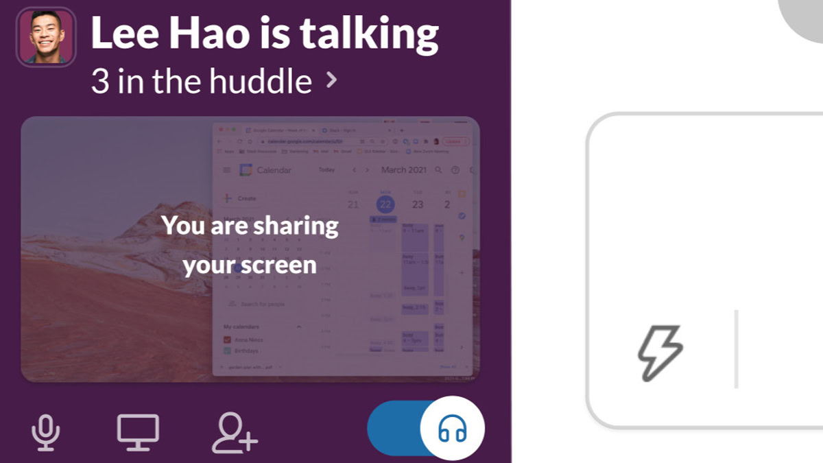 A close up of Slack Huddle options