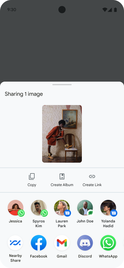 Android 14 Beta share sheet