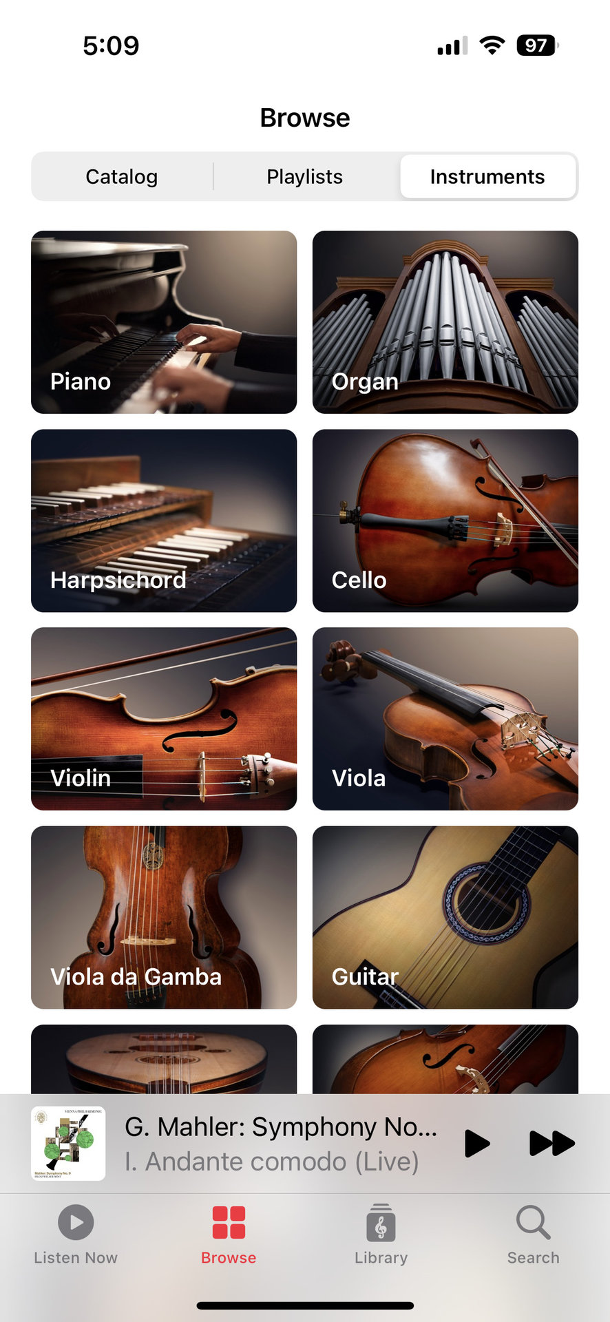 Apple Music Classical instruments