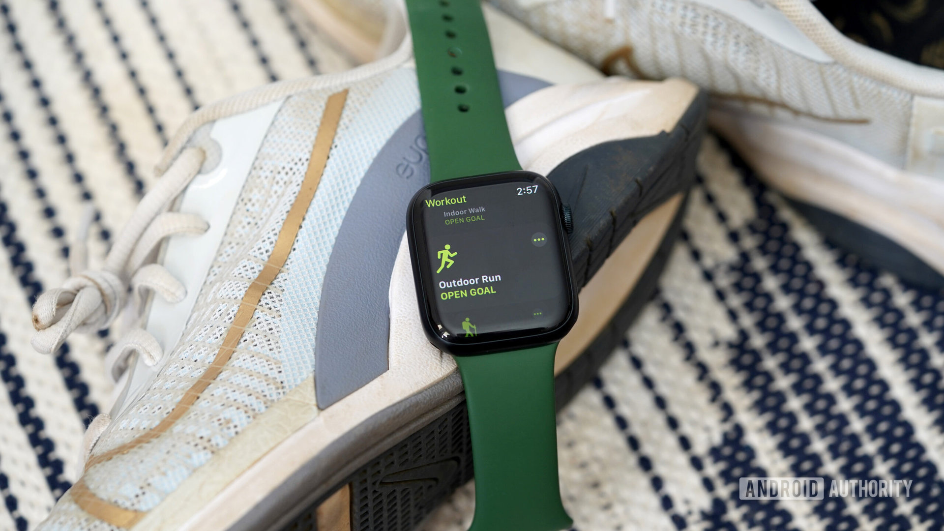 An Apple Watch Series 8 displays the workout app, one of the wearable's most robust features for activity tracking.
