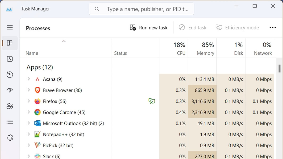 Brave vs Firefox RAM Usage