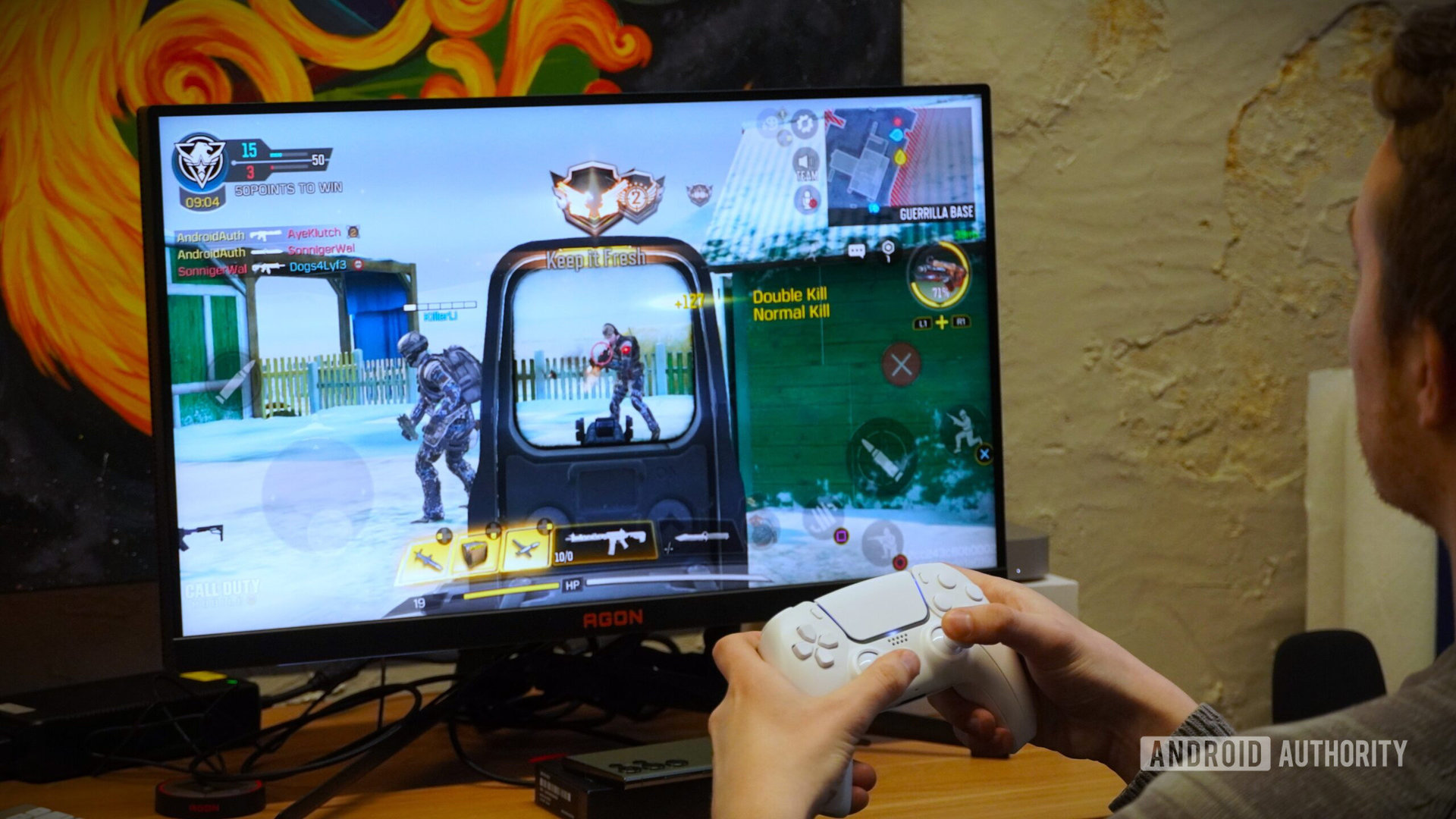 Playing Call of Duty Mobile on a monitor using Samsung Dex