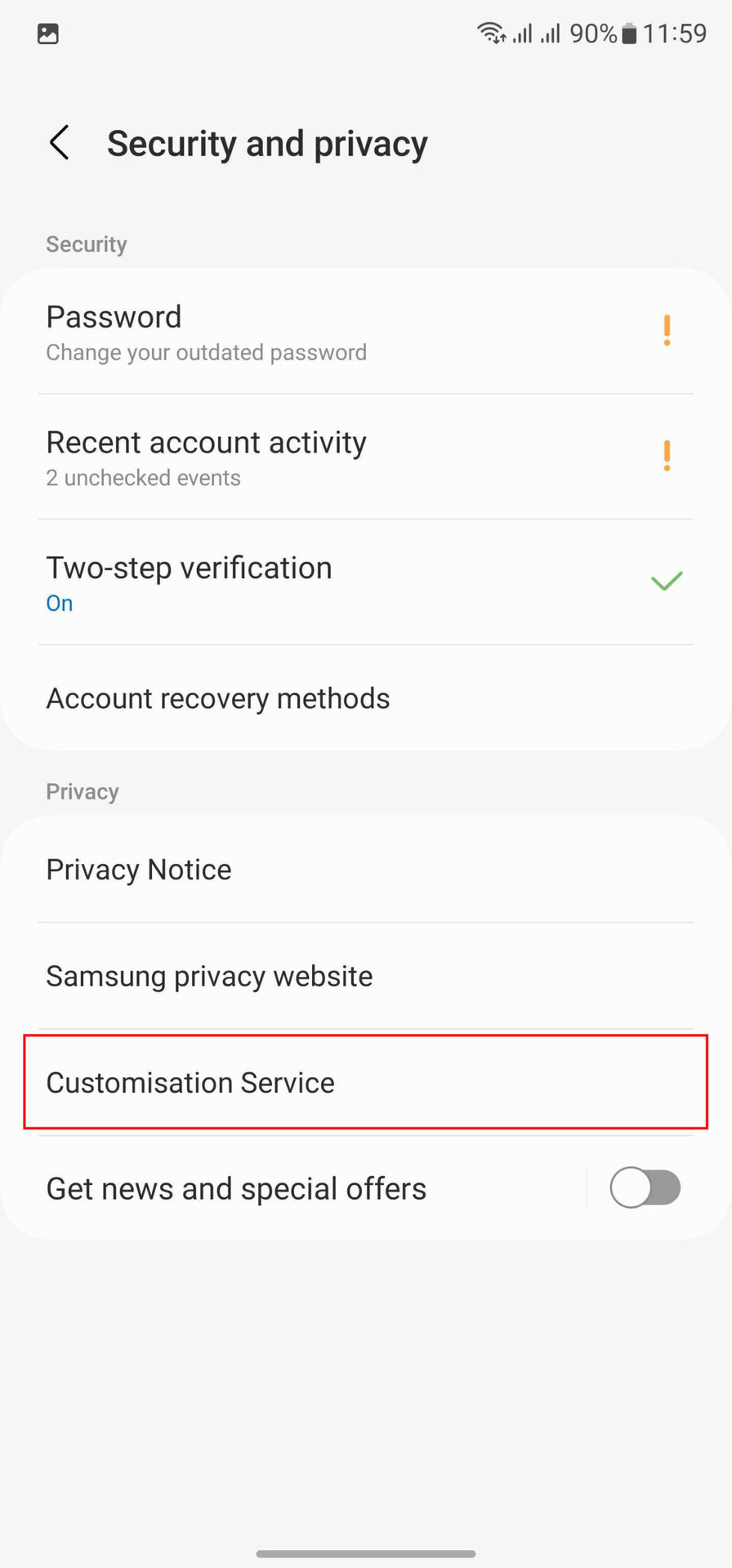 Disable personalized Samsung ads 3