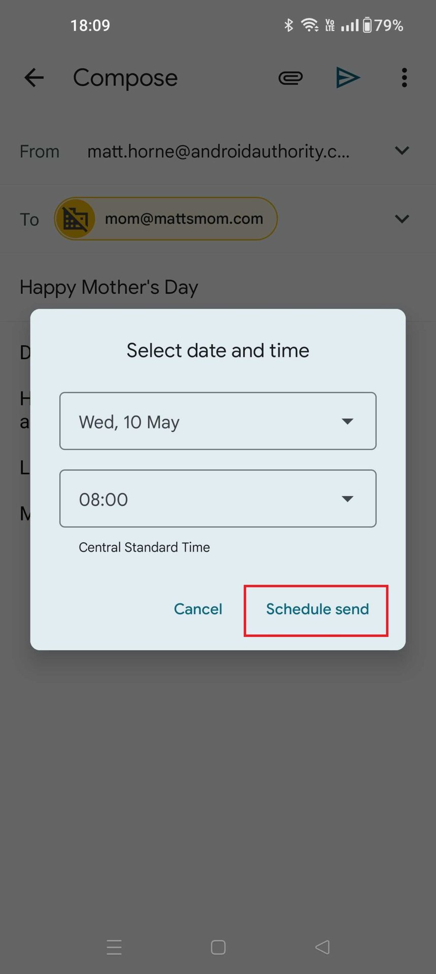 Gmail App Schedule Send Pick Date and Time 4