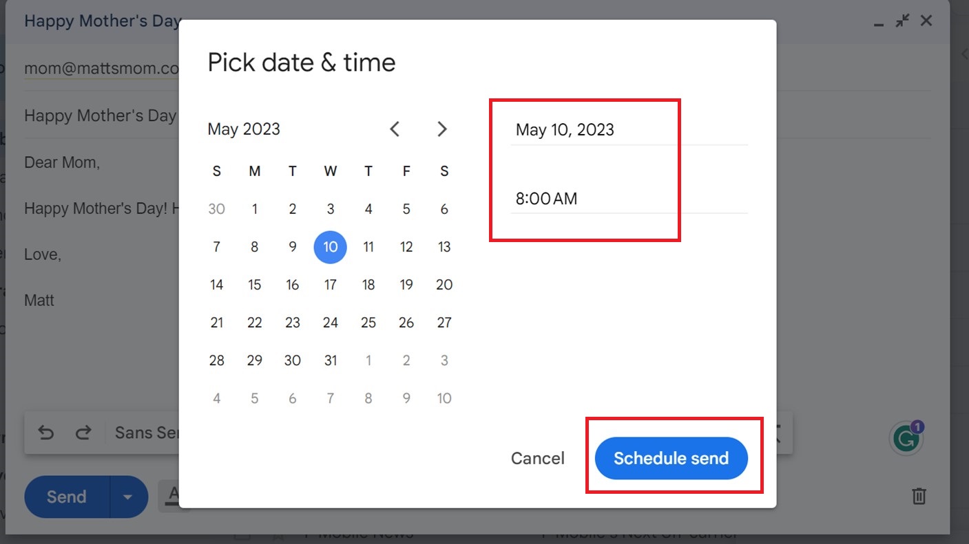 Gmail Schedule Send Pick Date and Time