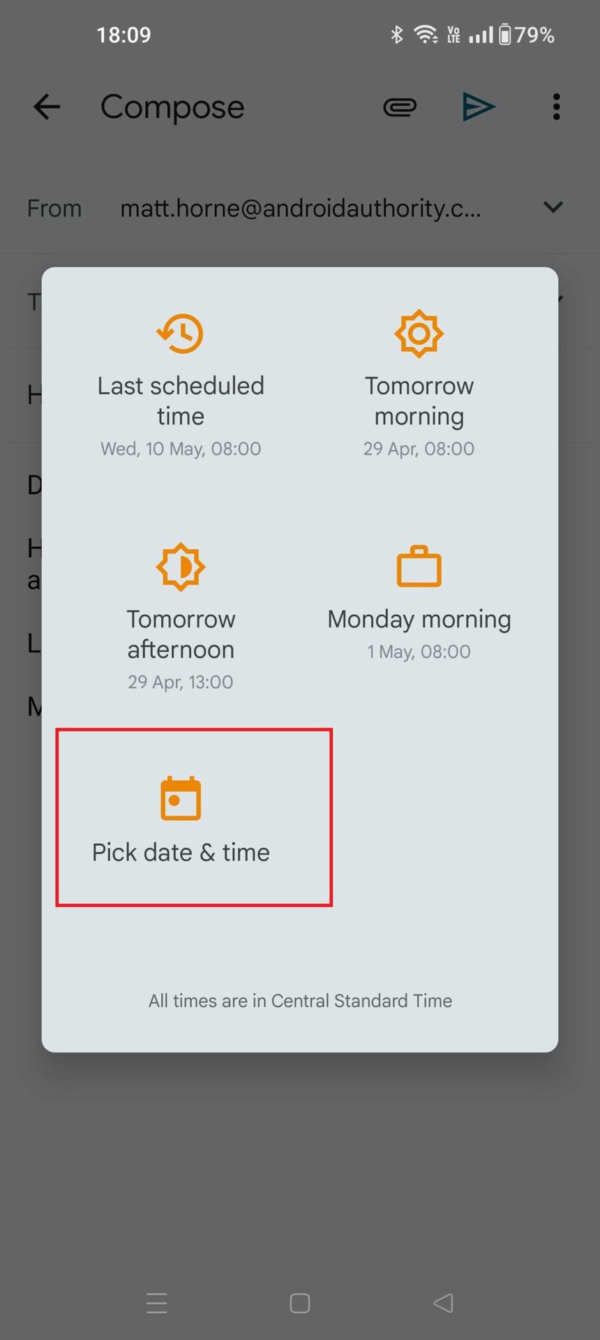 Gmail app Schedule Send Options 3