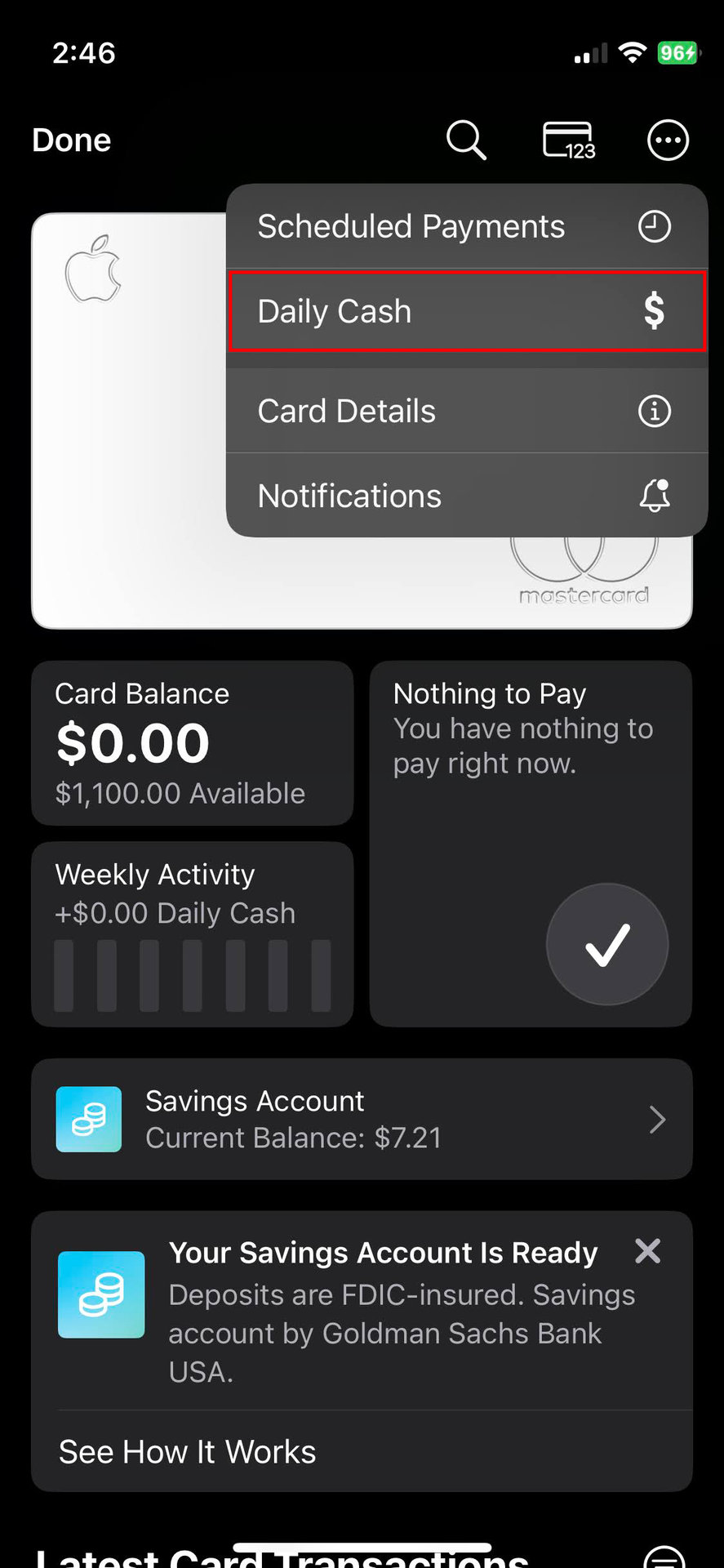 How to automatically send all your Apple Card cashback to your Apple Card Savings account 3