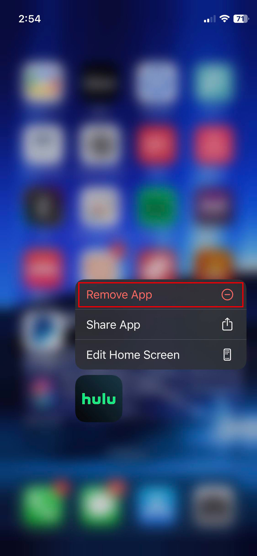 How to delete the Hulu app in iOS 2