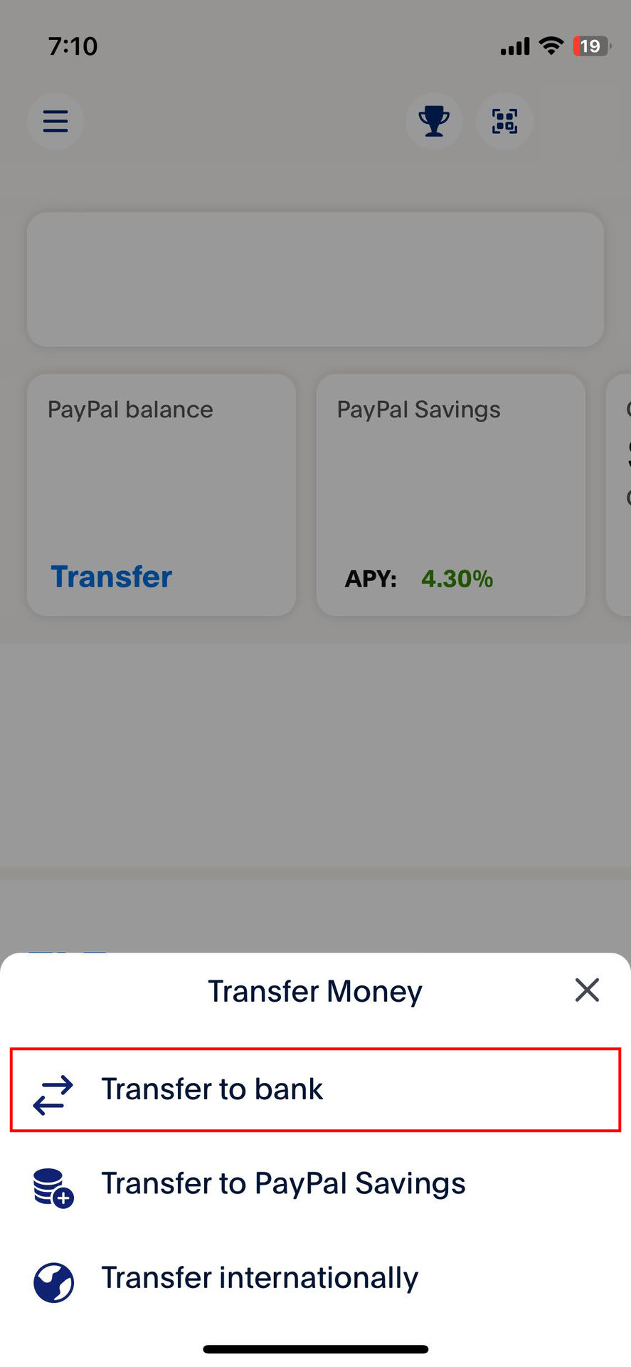 How to transfer from PayPal to bank on the mobile app (2)
