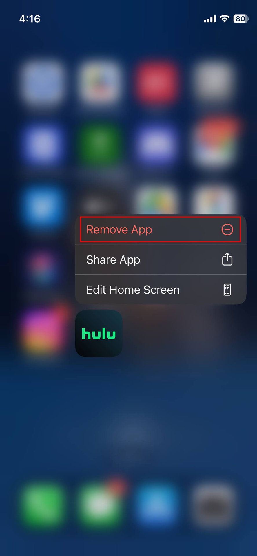 How to uninstall Hulu app on iPhone (2)