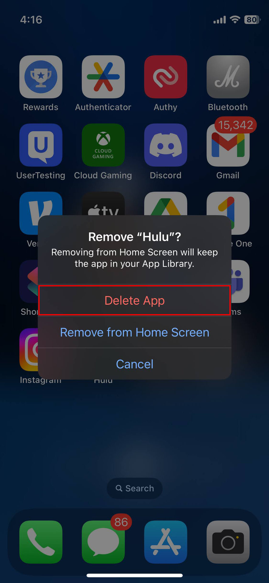How to uninstall Hulu app on iPhone (3)