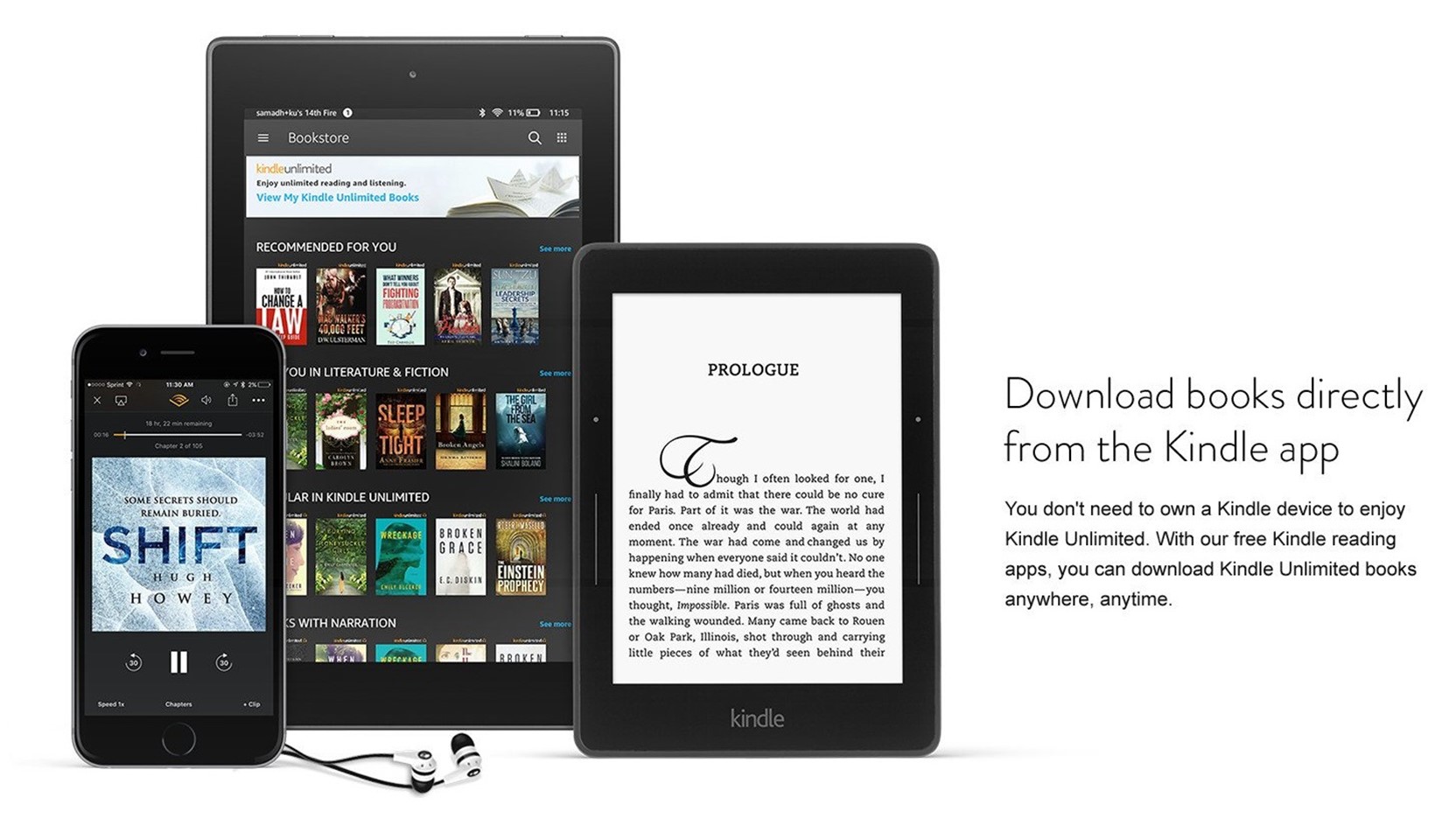 Kindle Unlimited Homepage showing the service on devices