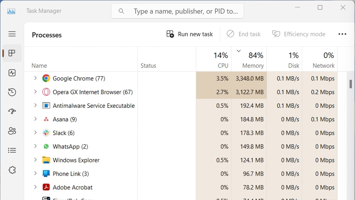 Opera GX vs Google Chrome RAM Usage