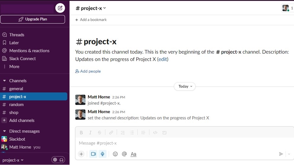 Project X Slack Channel