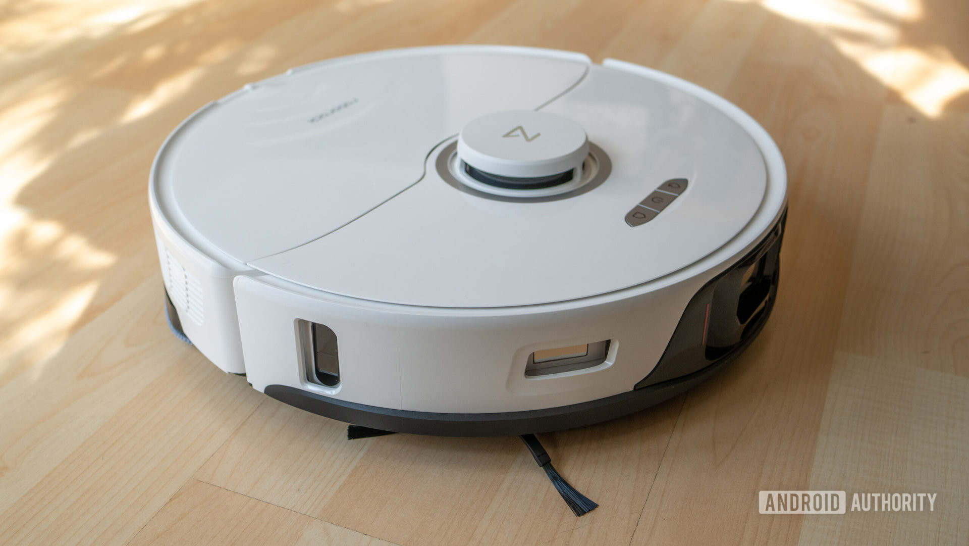 Roborock S8 Pro Ultra robot vacuum showing side brush and bumper