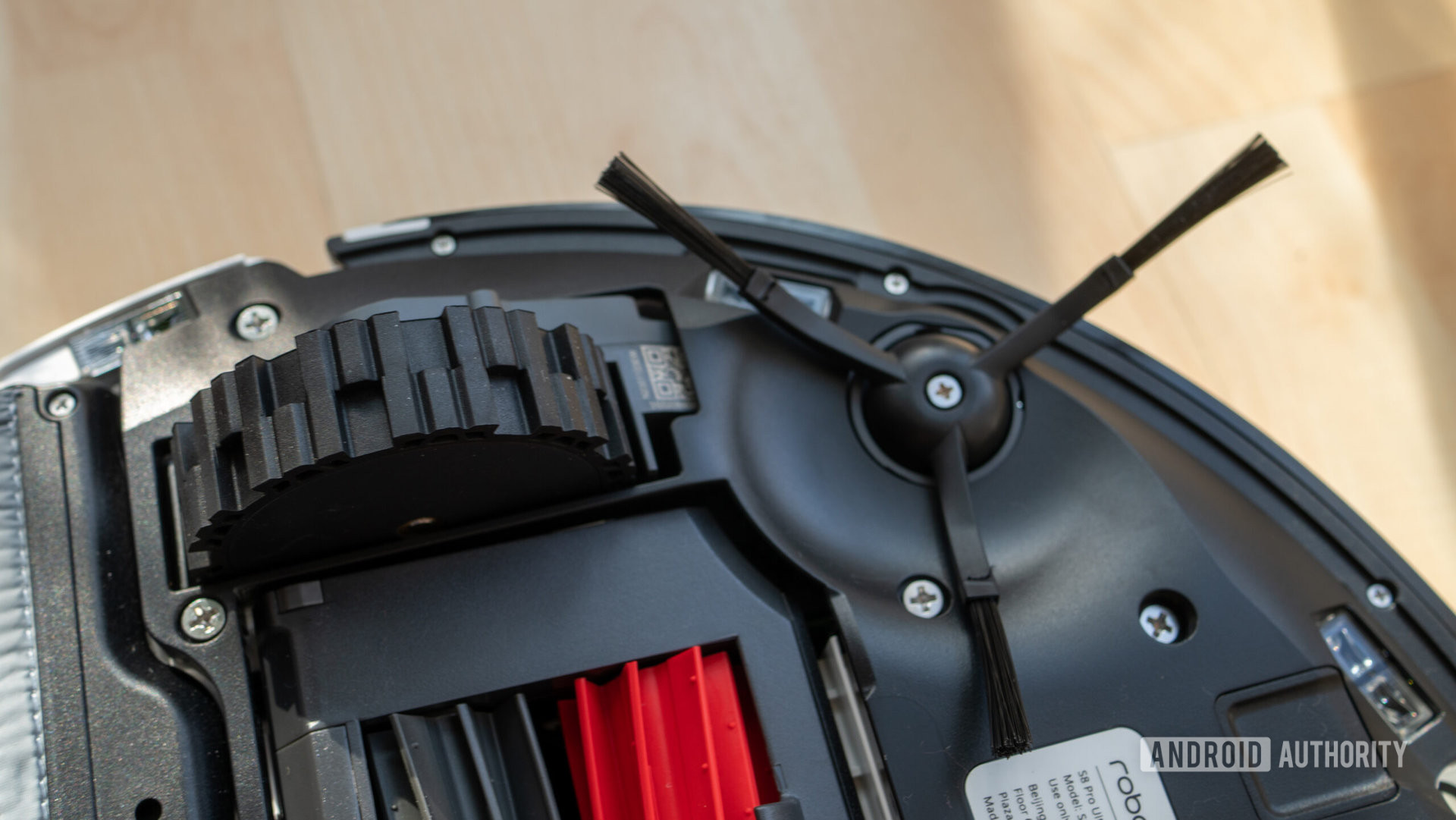 Roborock S8 Pro Ultra wheel and side brush closeup