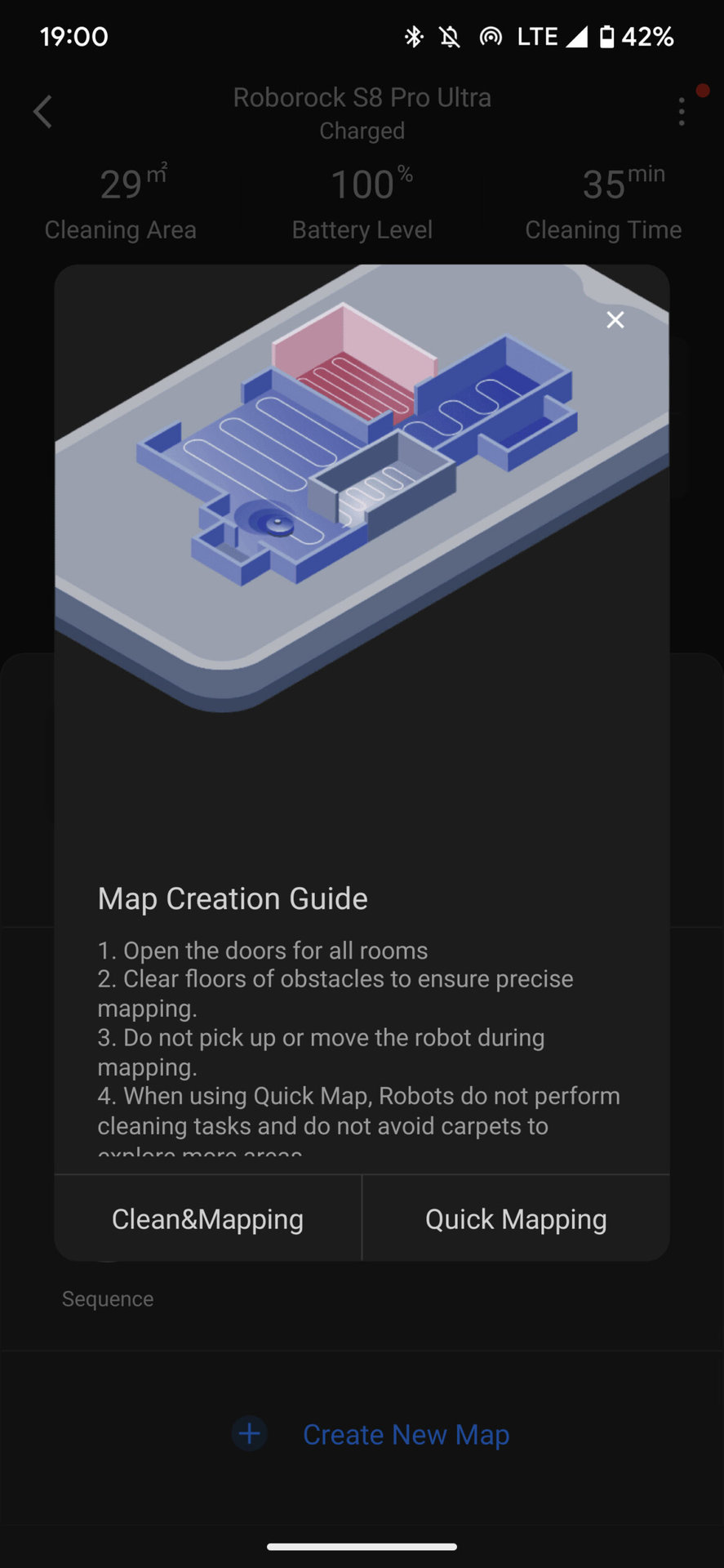 Roborock app map creation guide