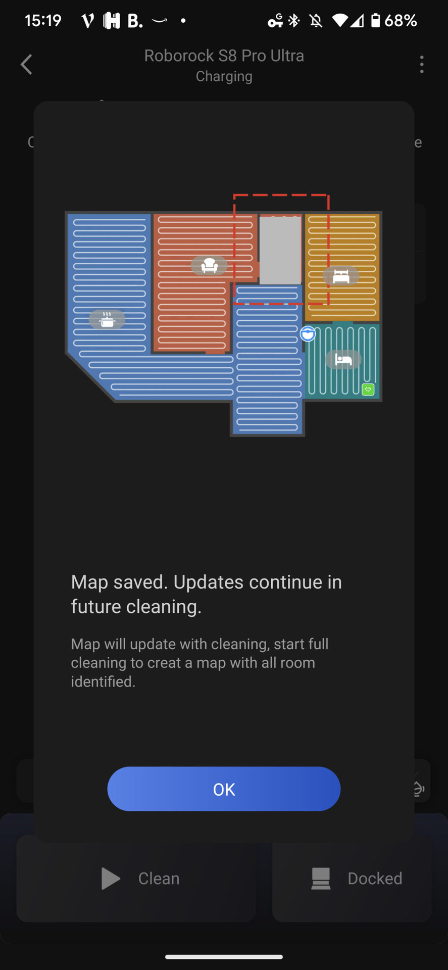Roborock app map saved notification