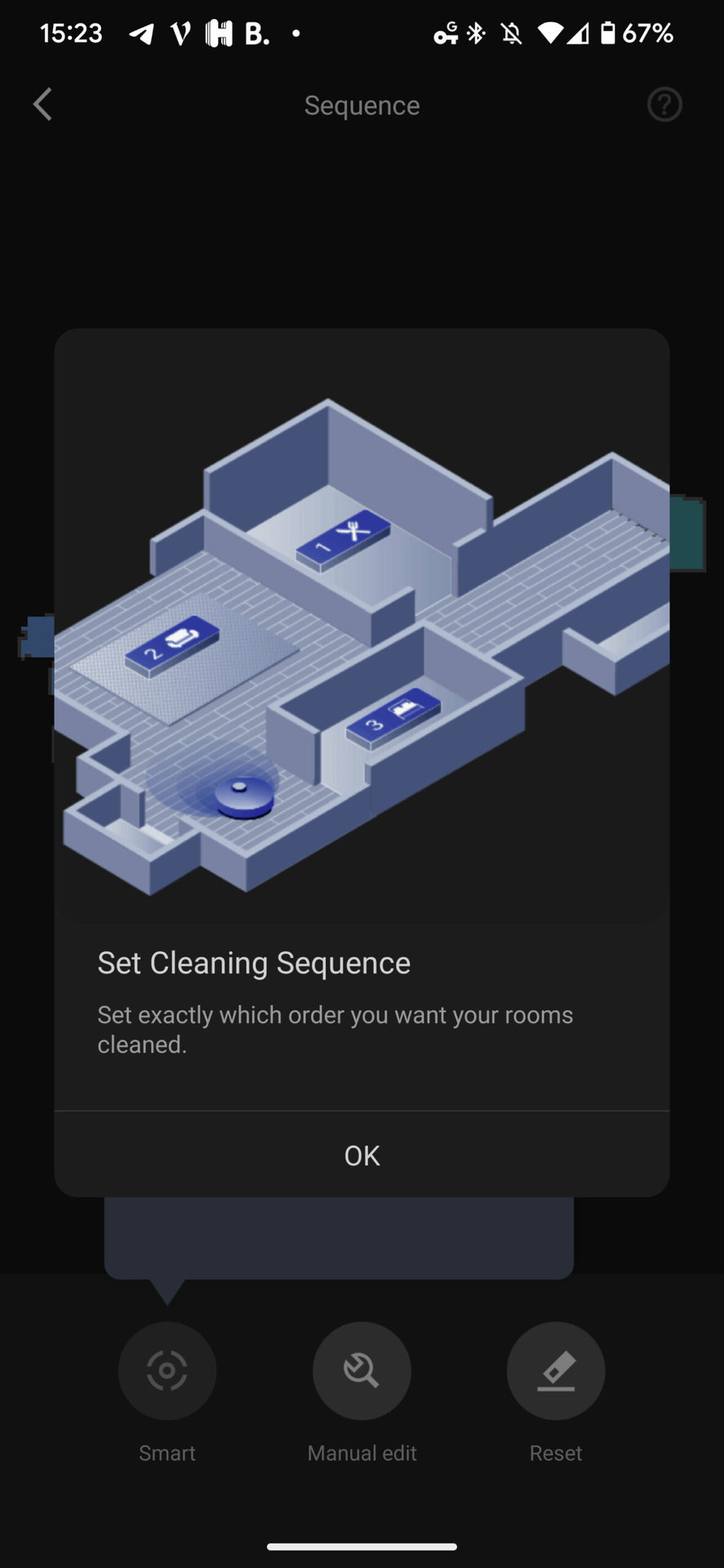 Roborock app set cleaning sequence notification