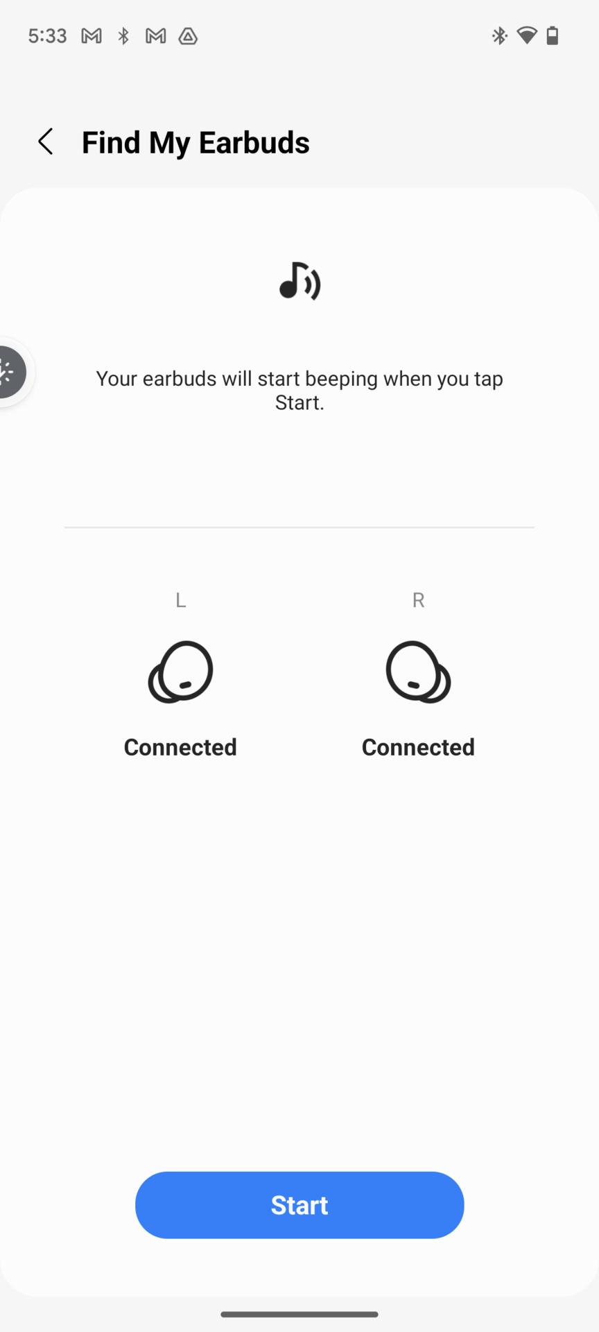 Samsung Find My Earbuds Galaxy Wearable app