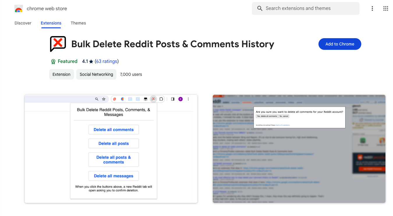 delete reddit history extension