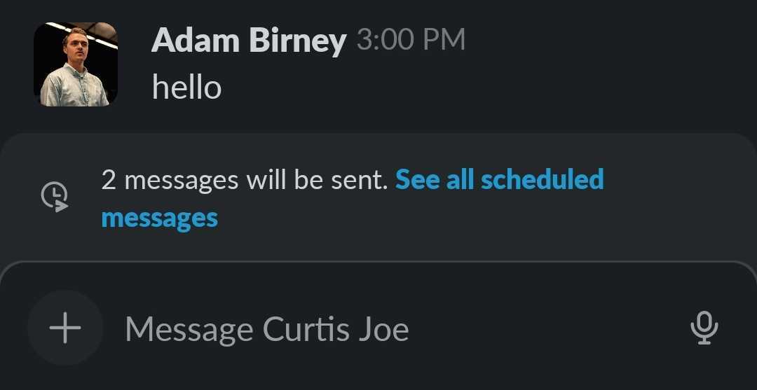 Slack schedule message confirmation