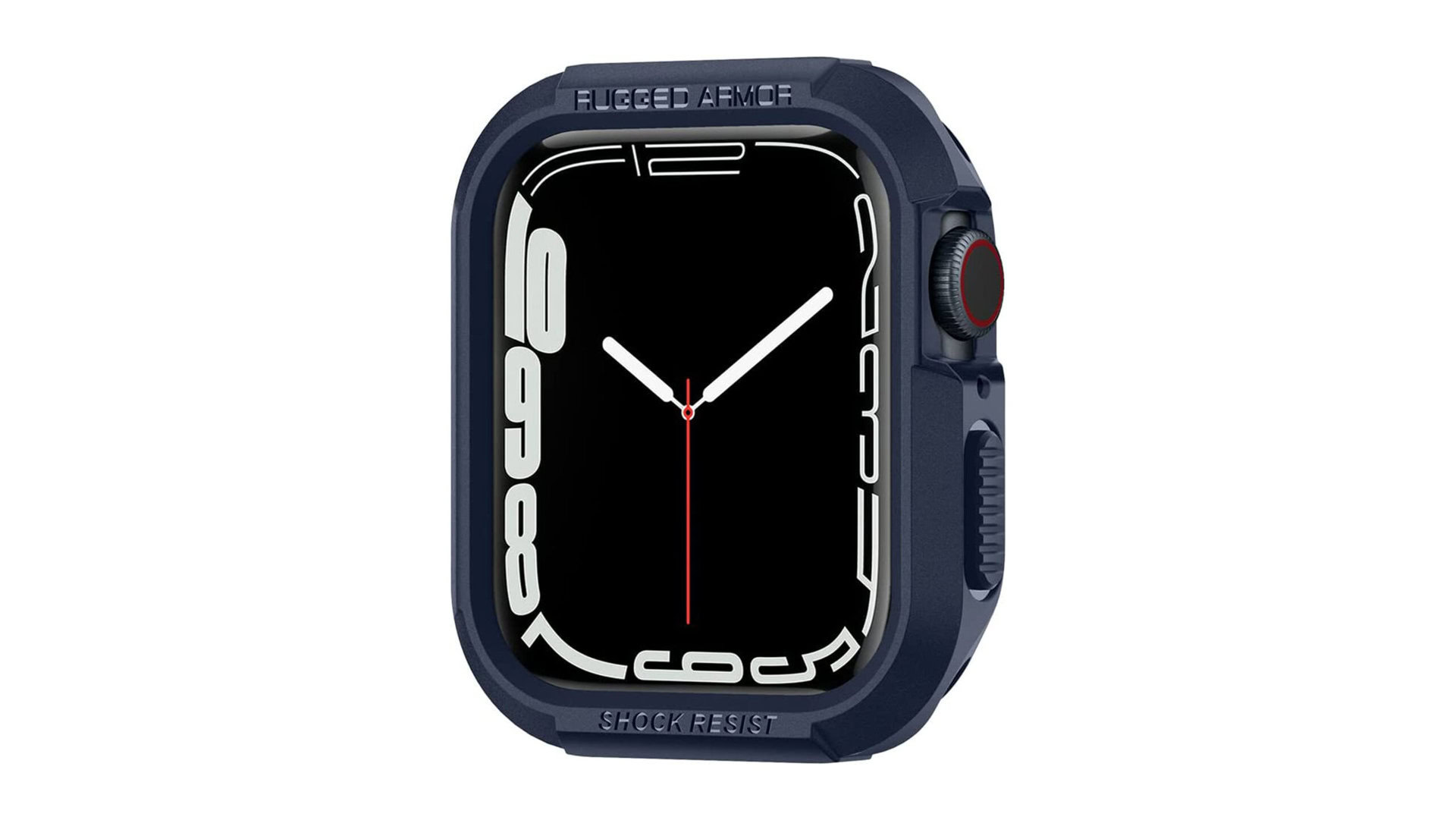 A Spiegen Rugged Armor case in Navy on an Apple Watch.