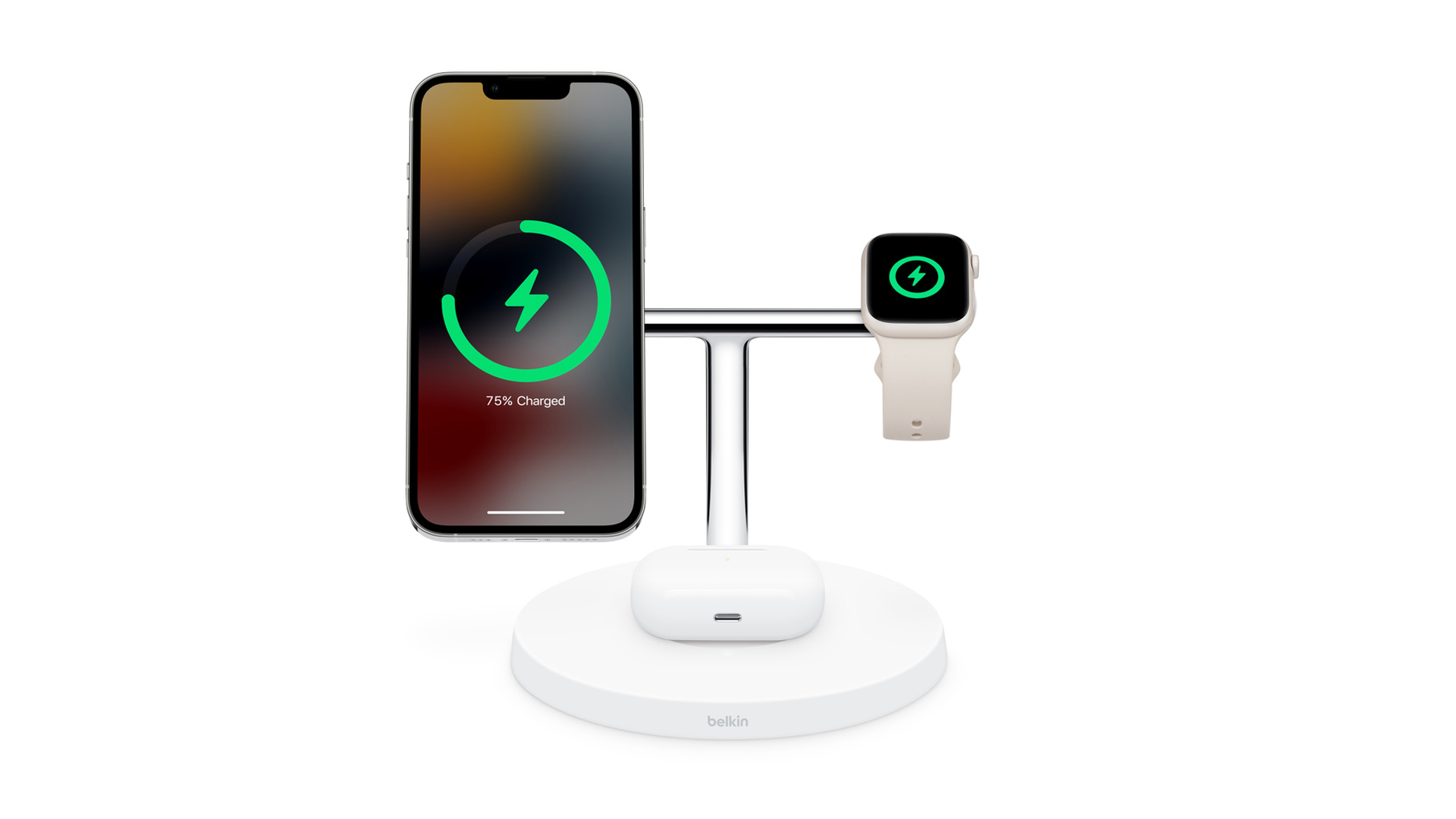 The Belkin Boost Charge Pro 3 in 1 Charging Stand with MagSafe