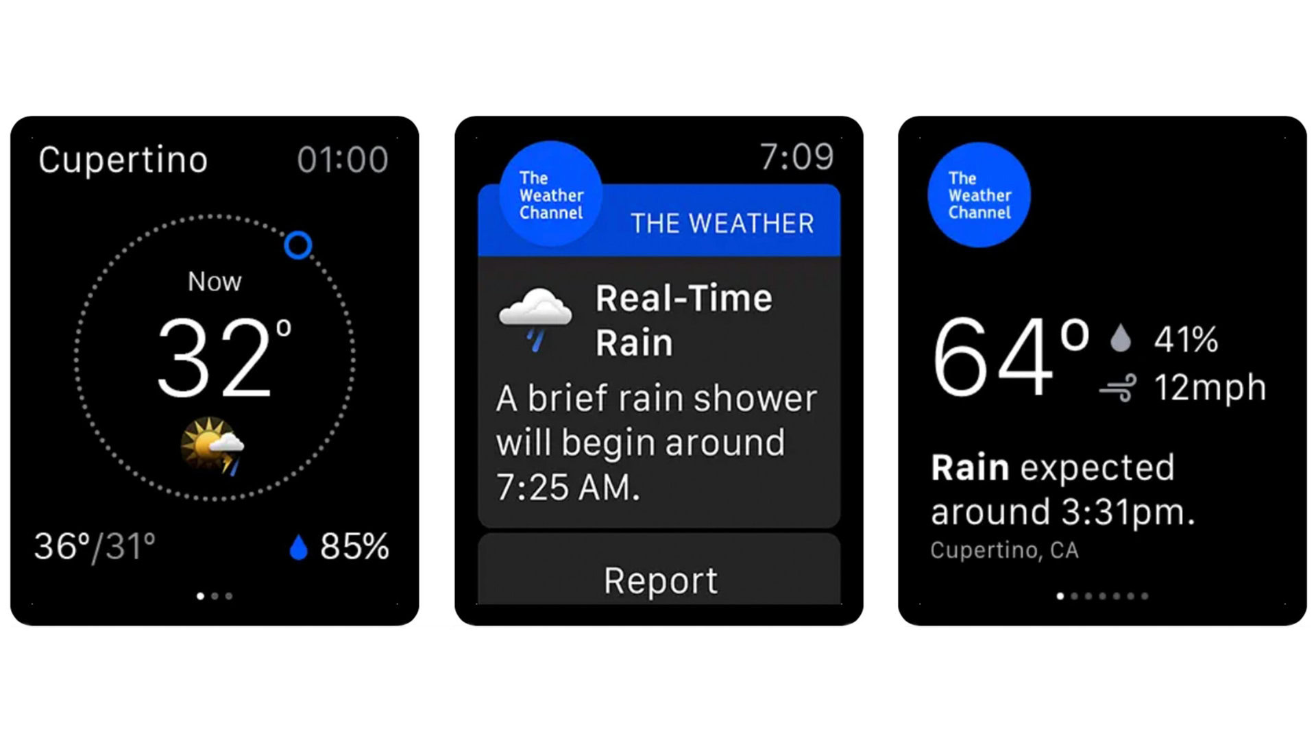 The Weather Channel app screen examples