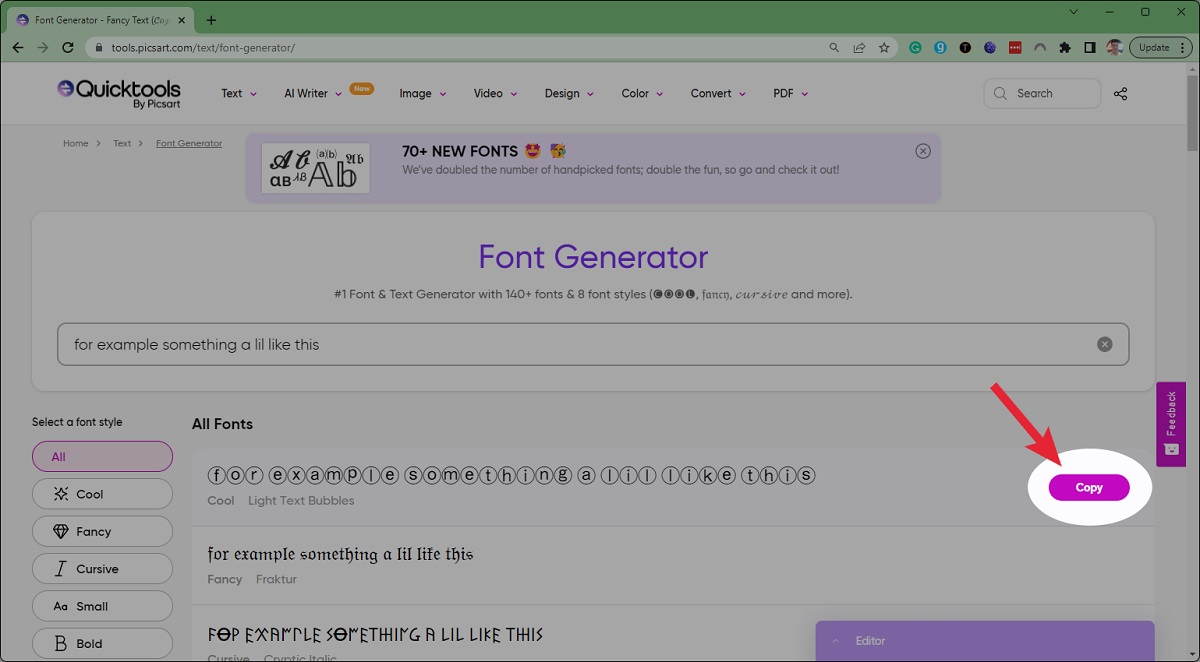 copy font generator text