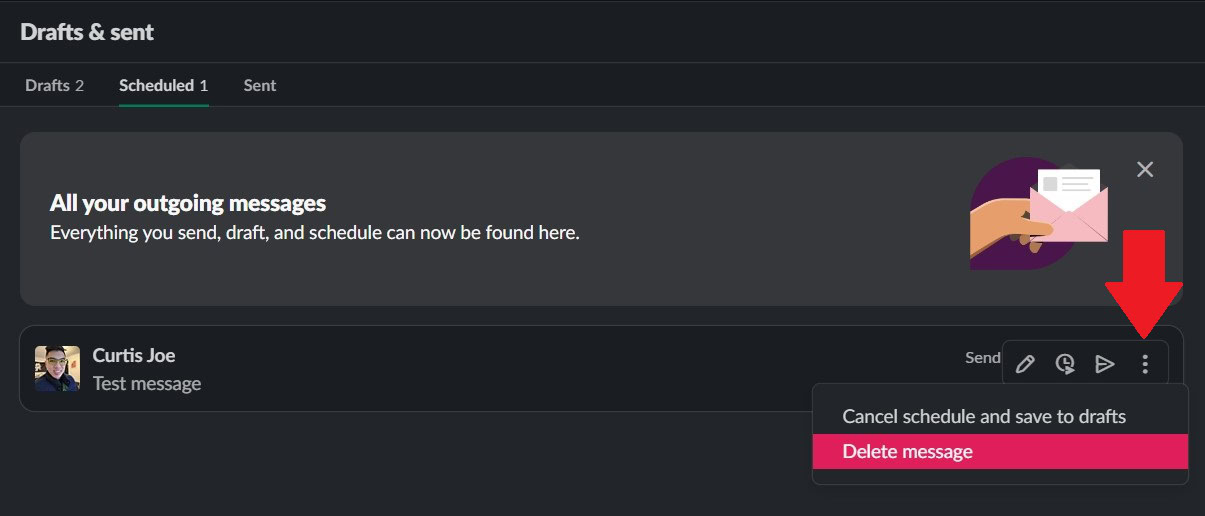 delete scheduled message Slack