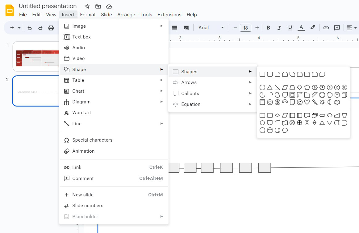 google slides insert shapes