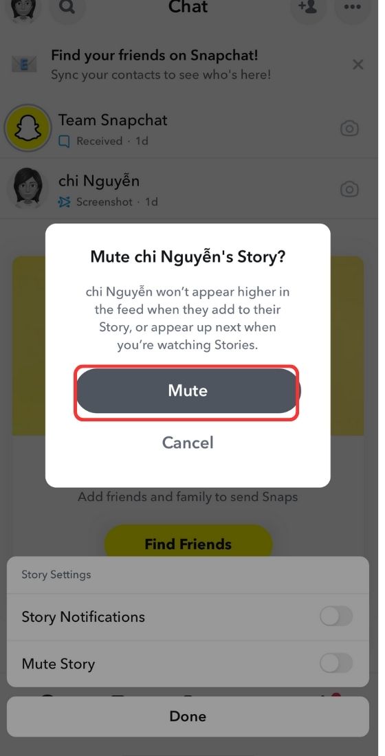 mute story option snapchat