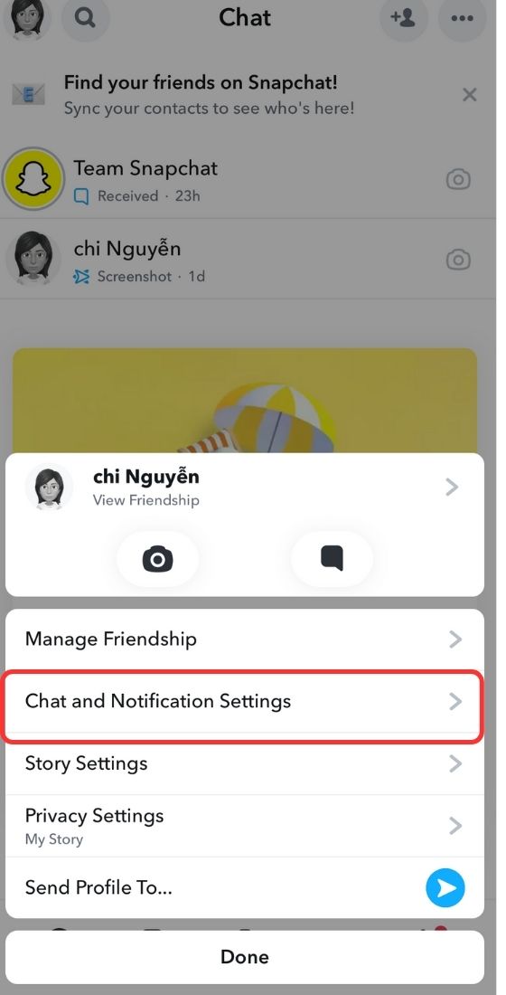 notification option snapchat