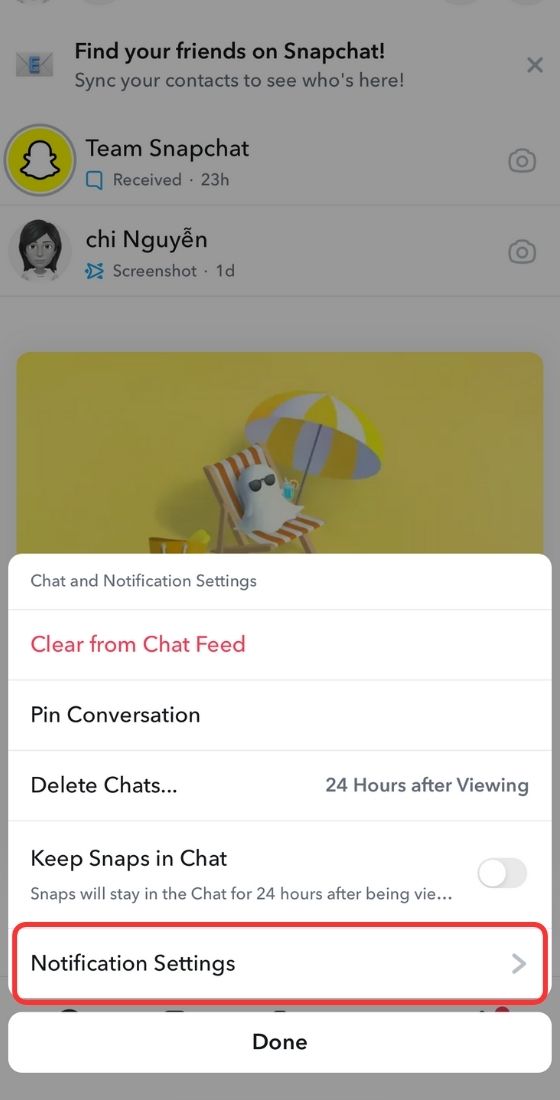 notification settings snapchat