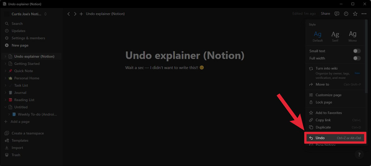 notion desktop undo button