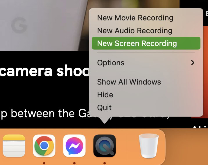 quicktime mac new screen recording menu