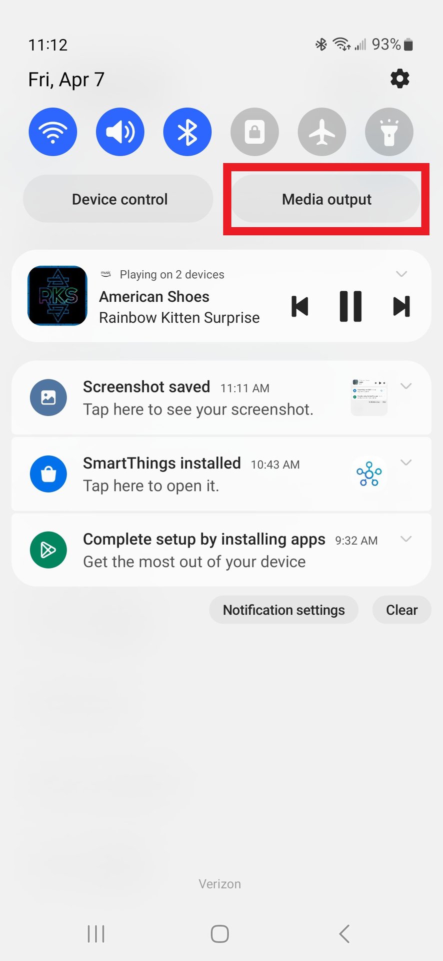 samsung dual audio step 4 notification shade media