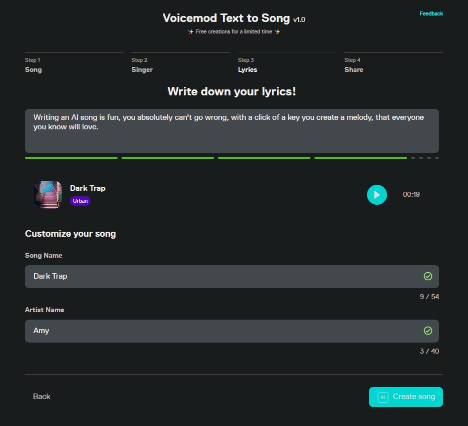 voicemod write down your lyrics