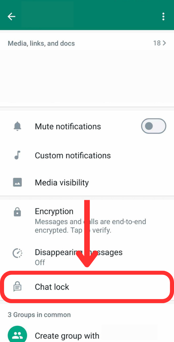 Whatsapp message info chat lock tab