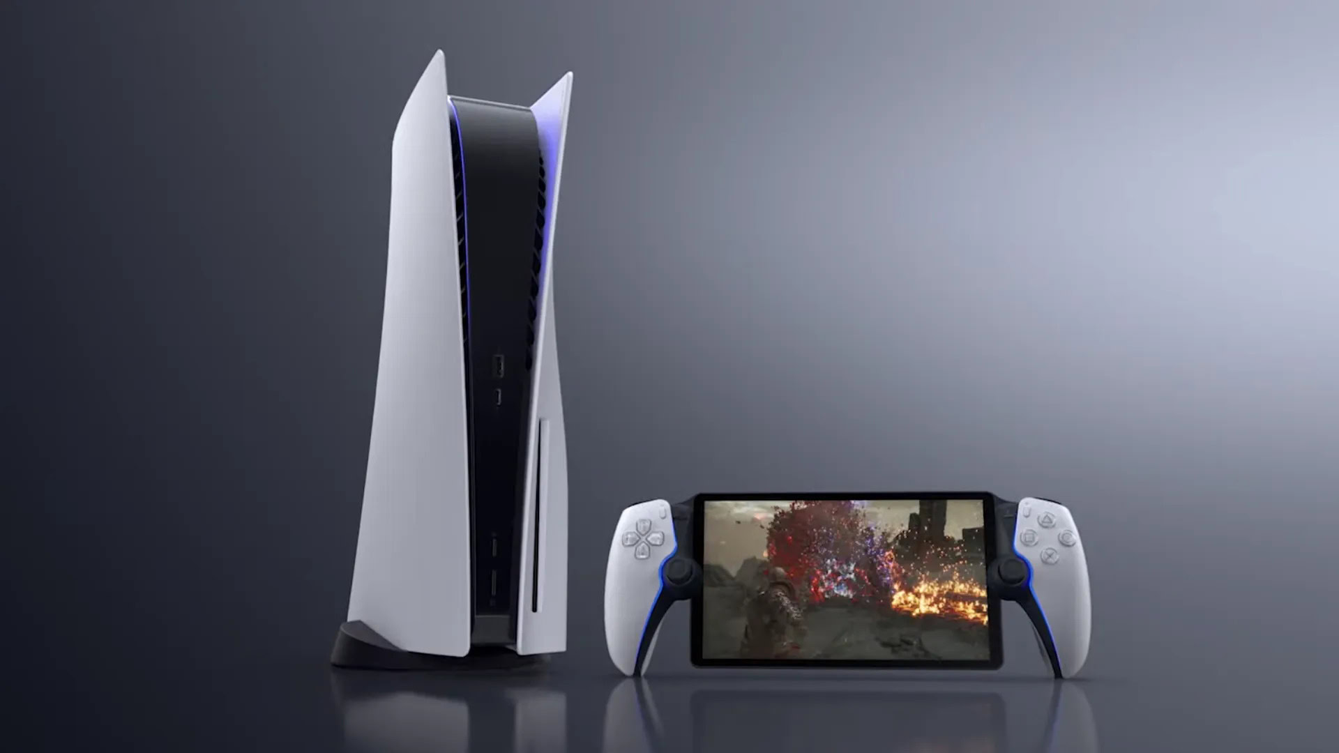 PlayStation Q next to a PS5