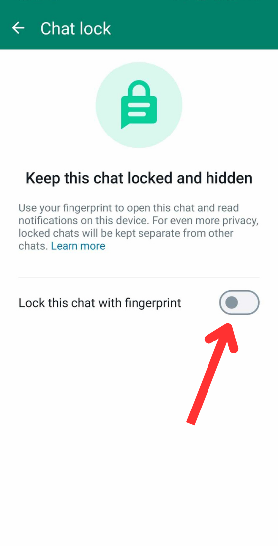 Whatsapp message chat lock setting toggle