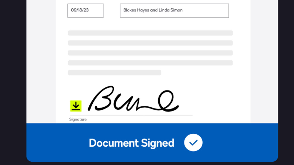 A DocuSign signature mockup